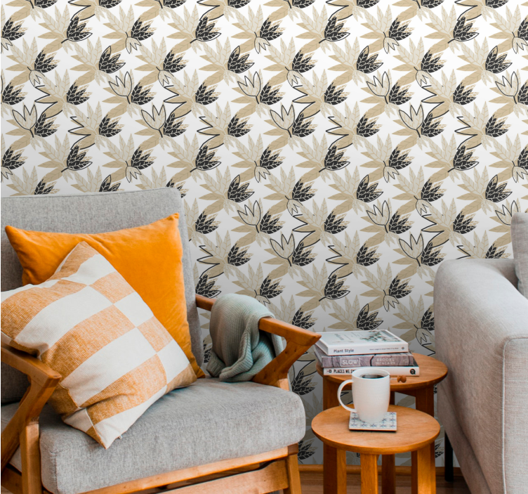 Grønt botanisk design tapet blade - TenStickers