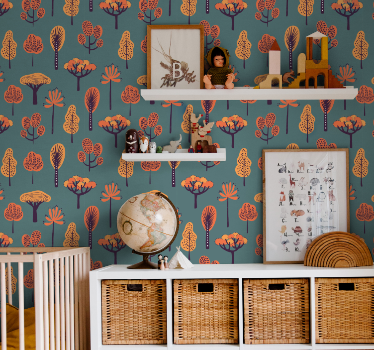 Efterårstræer tapet til børn - TenStickers