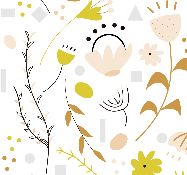 Håndtegnede blomster og prikker blomst tapet - TenStickers