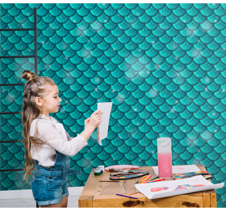 Havfrue blå skalaer 3d tapet - TenStickers