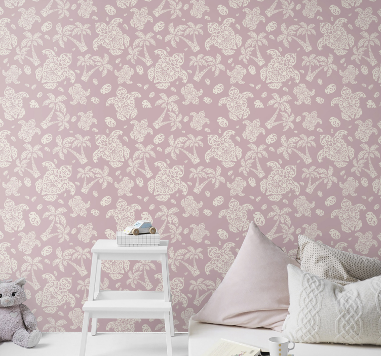 Hawaiian skildpadde og palmetræ tapet - TenStickers