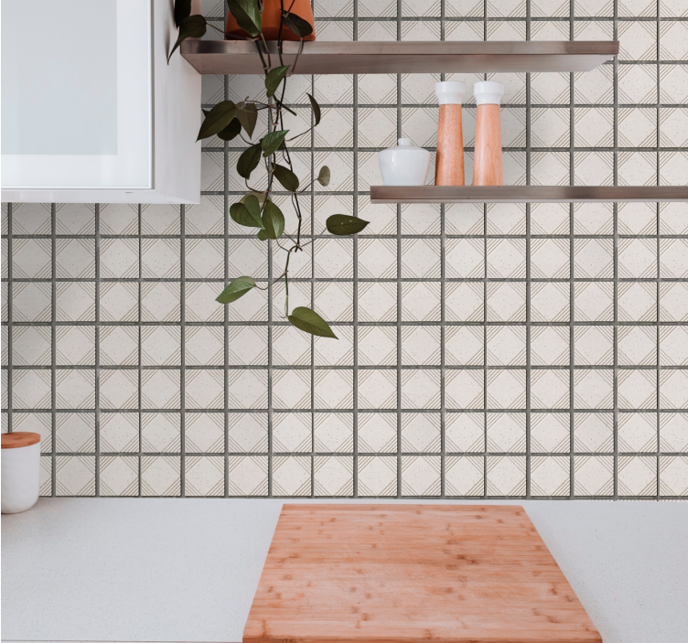 Hvid abstrakt form fliser moderne tapet - TenStickers