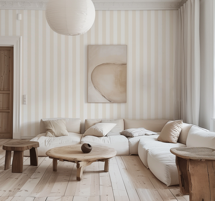 Hvide og beige farver Vertikal tapet - TenStickers