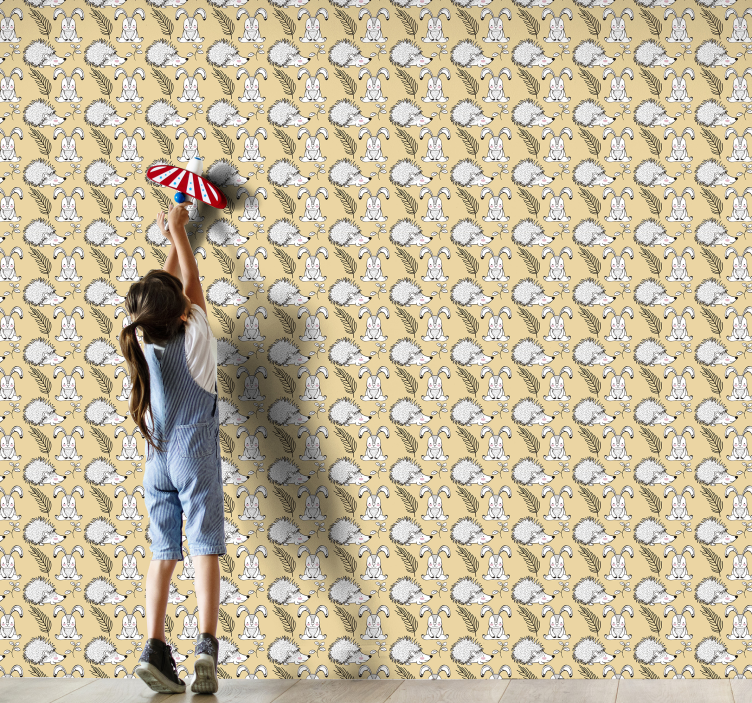 Kanin og pindsvin mønster tapet med dyr - TenStickers