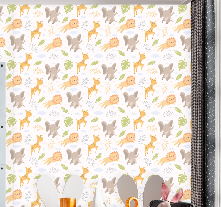 Karismatisk fauna tapet med dyr - TenStickers