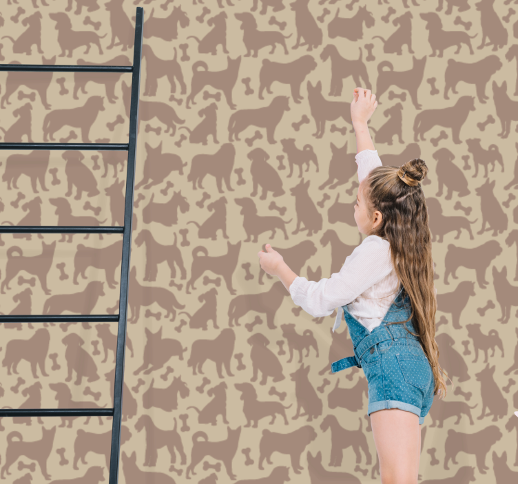 Kattemotiver tapet med hunde - TenStickers