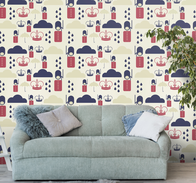 Krone regndråber tapet med dyr - TenStickers