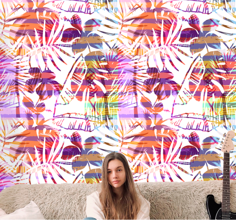 Livlige blomstermønstre blomster tapet - TenStickers