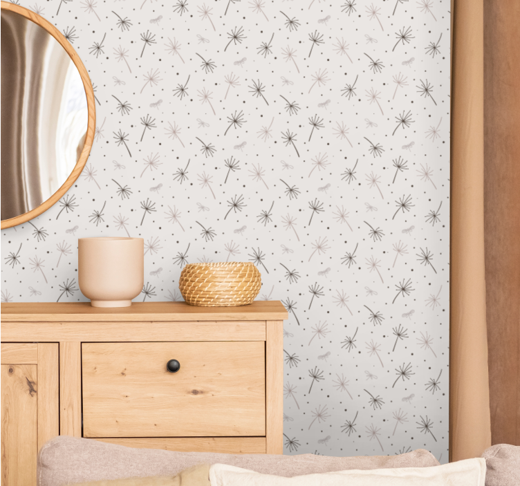 Grå mælkebøtte inspiration blomster tapet - TenStickers