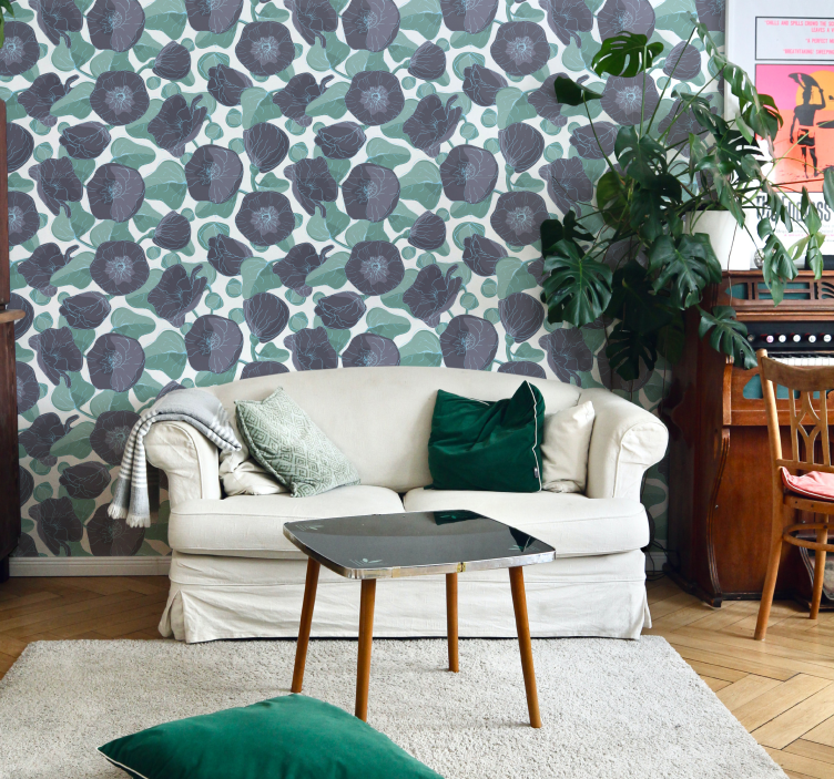 Malve blomster blomstret tapet - TenStickers