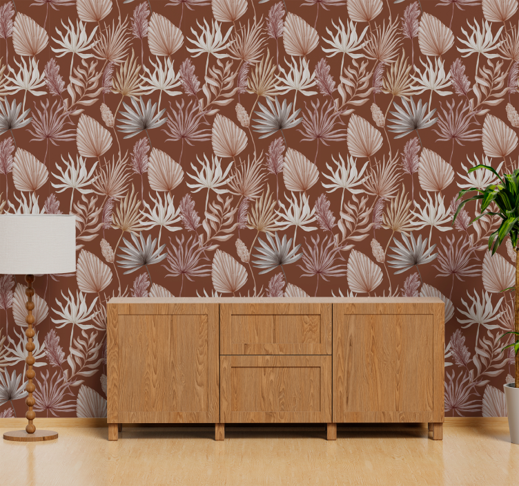 Monstera blade terracotta tapet - TenStickers