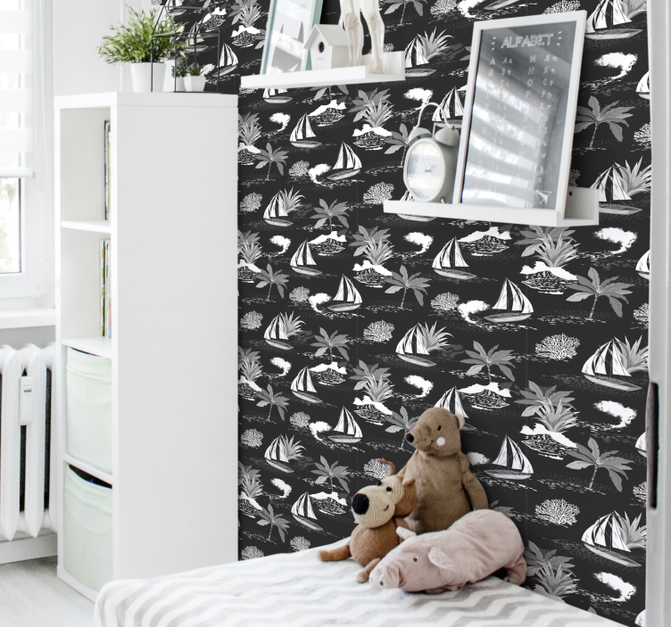 Mumin ved havet sort børnetapet - TenStickers