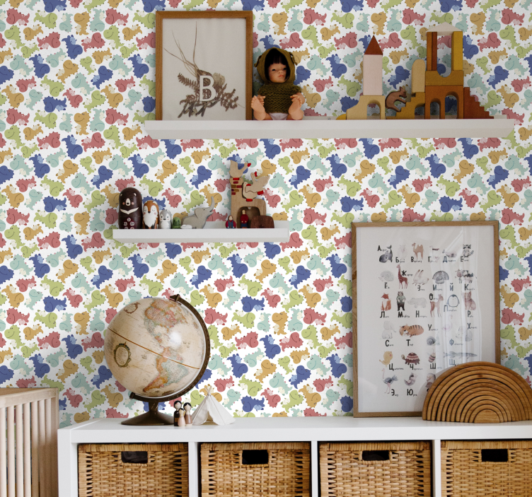 Muntert dinosaur mønster dinosaur tapet - TenStickers