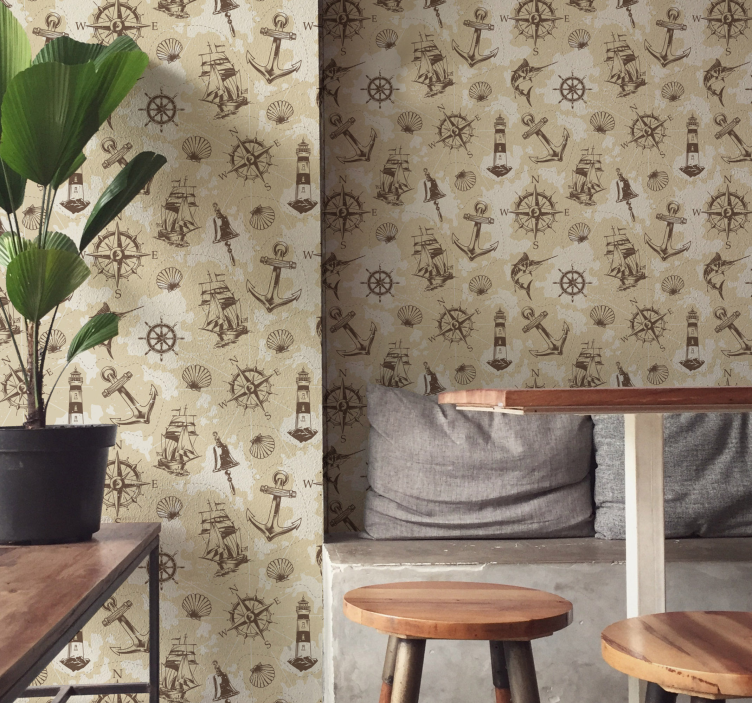 Nautiske temamotiver tapet spisestue - TenStickers