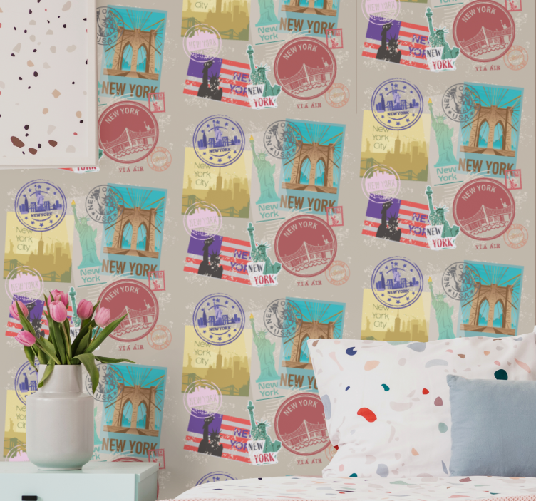 New york frimærker new york tapet - TenStickers