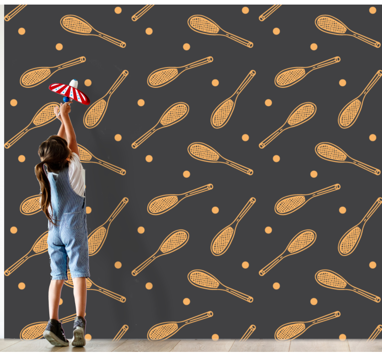 Orange ketsjere og bolde design børnetapet - TenStickers