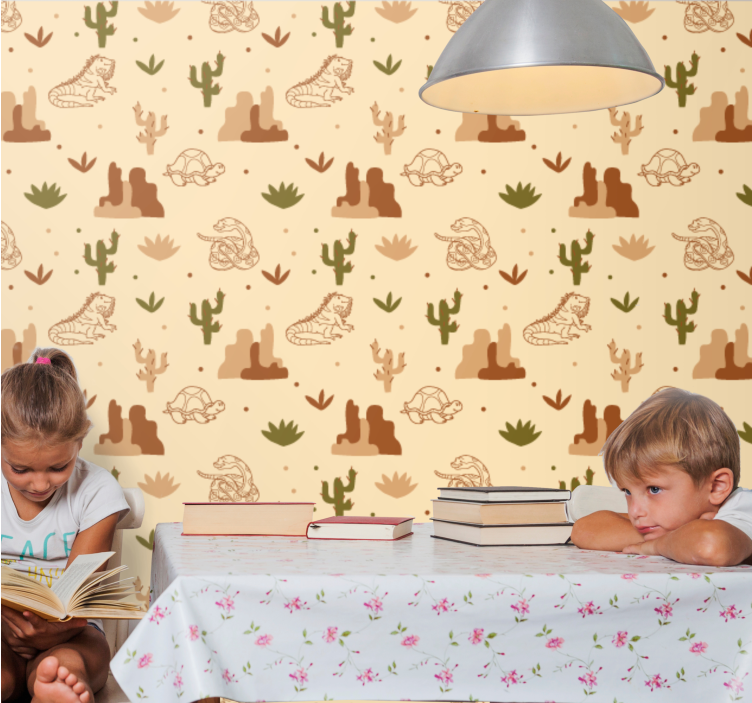 ørkenfauna tema tapet med dyr - TenStickers