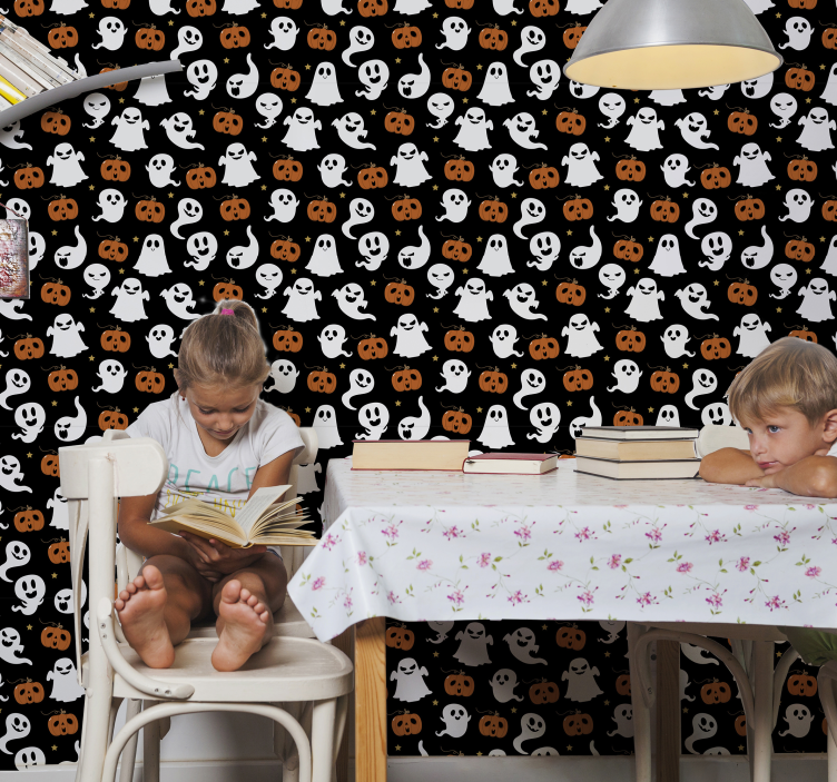 Ornamental halloween spøgelser værelse tapet - TenStickers