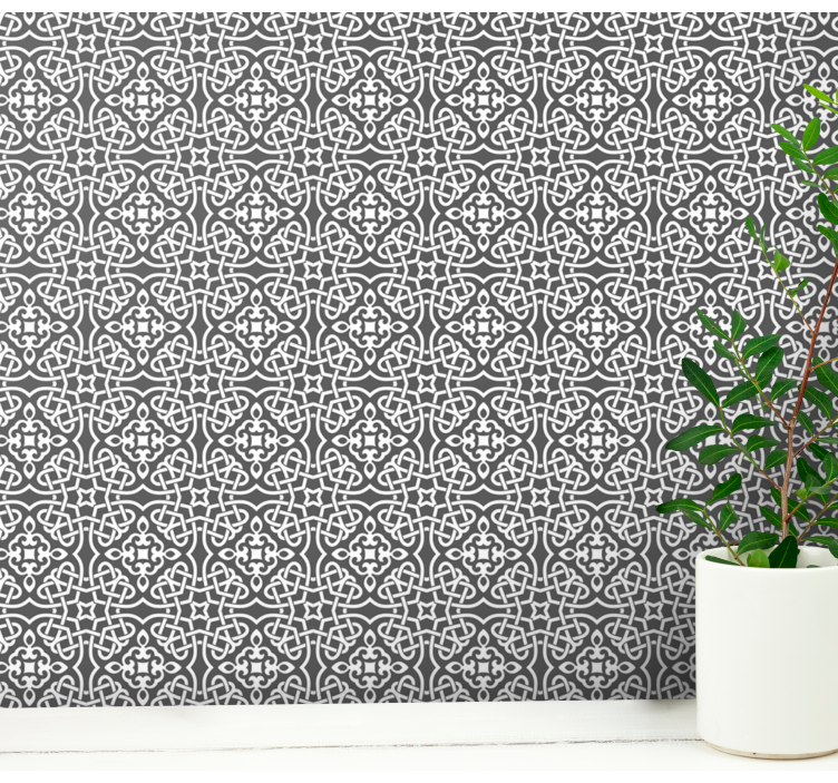 Ornamental symmetri blomstret tapet - TenStickers