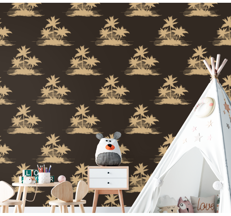 Palme motiv træ på tapet - TenStickers