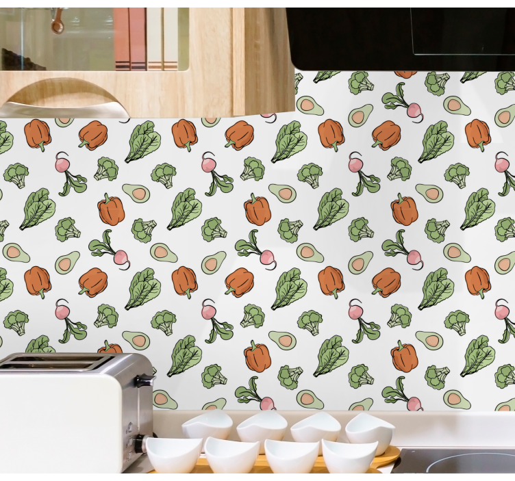 Peber og avocado design køkken tapet - TenStickers