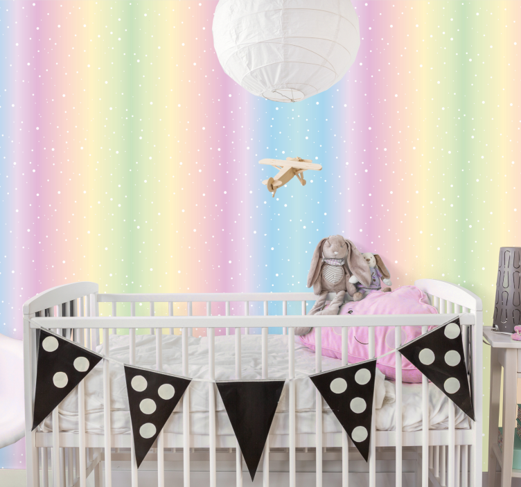 Børnetapet med polkaprikkede babyfarver - TenStickers