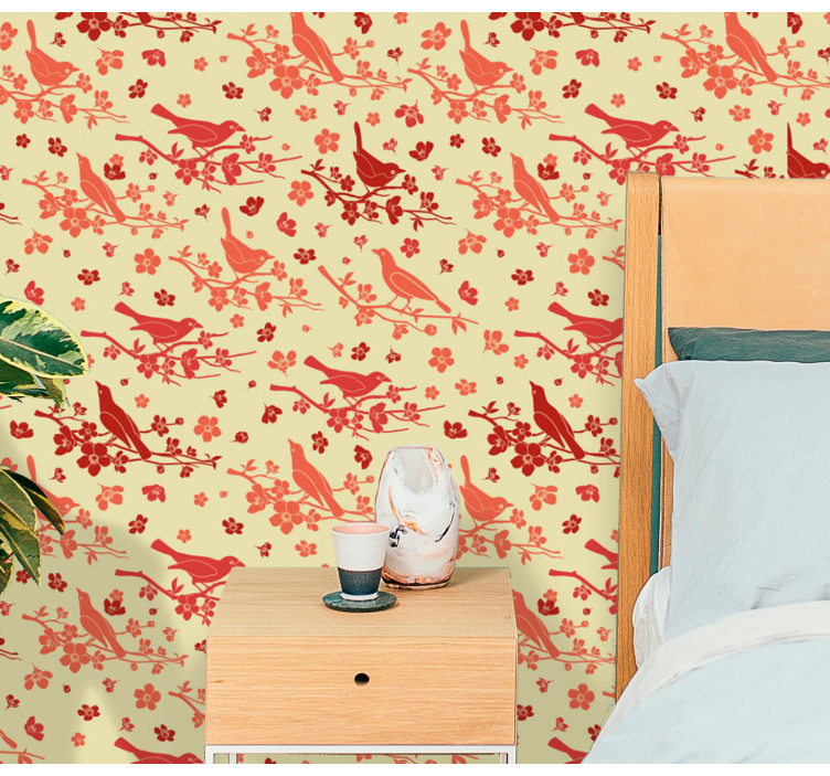 Prydvoliere blomstret tapet - TenStickers