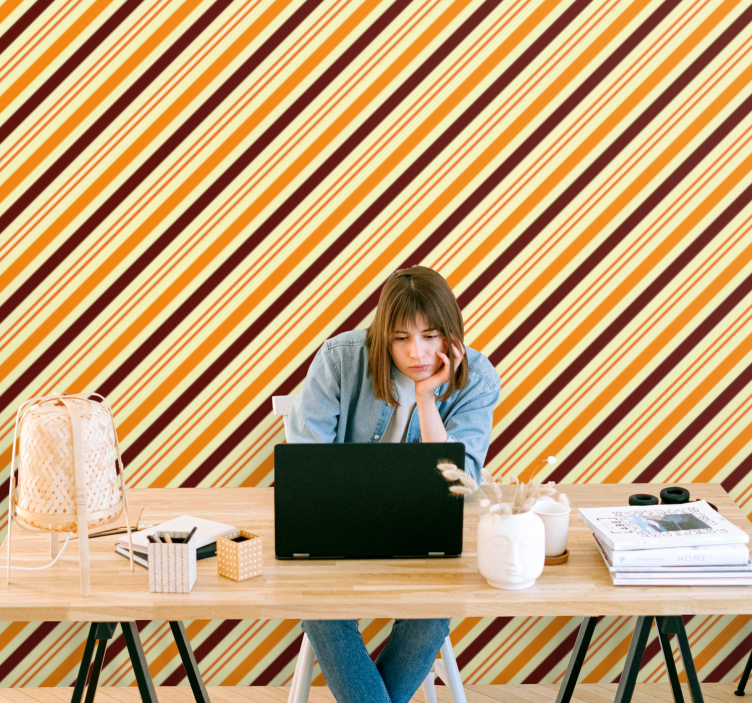 Retro orange og brunt mønster tapet - TenStickers