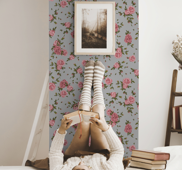 Roser mønster blomst tapet - TenStickers