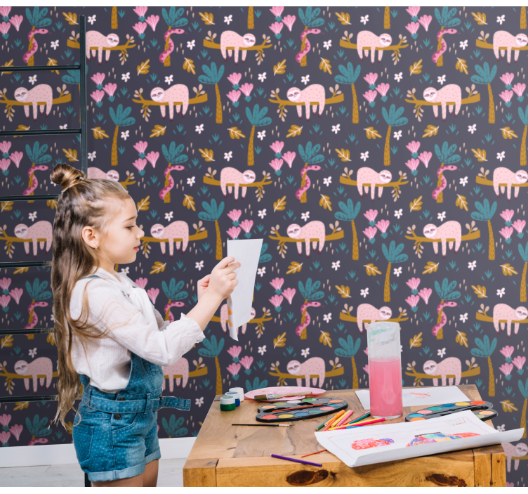 Lyserøde dovendyr tapet med dyr - TenStickers