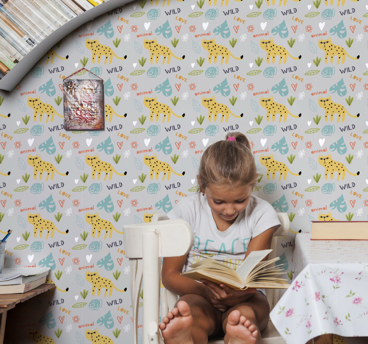 Safari motiv ensemble tapet med dyr - TenStickers