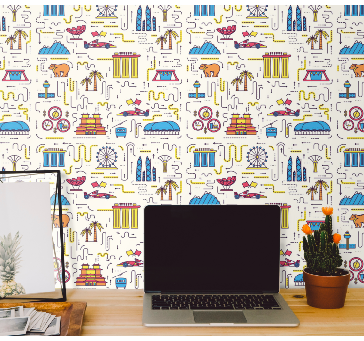 Sjov i bybilledet by tapet - TenStickers