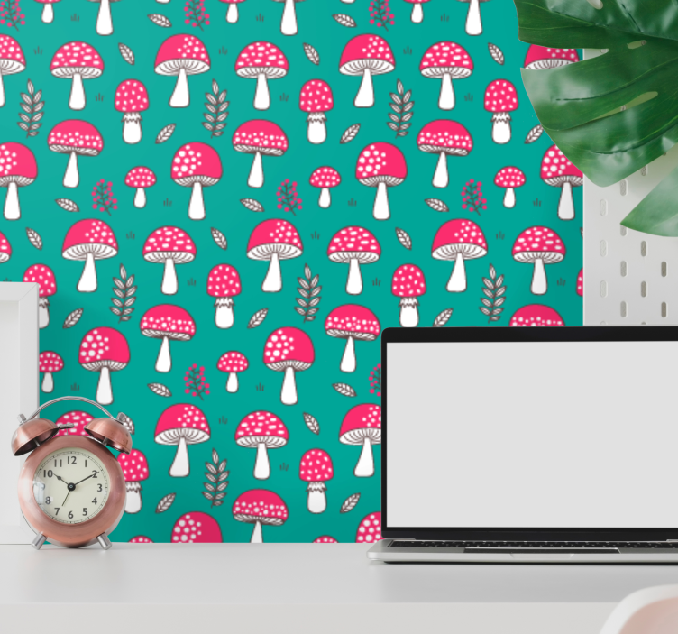 Skovsvampe mønster natur tapet - TenStickers