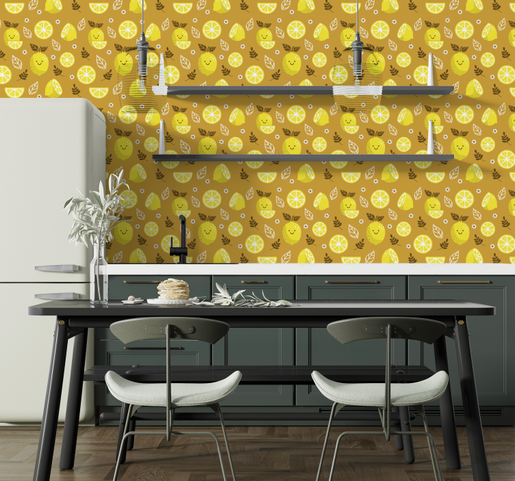 Smilende citroner citrus tapet - TenStickers