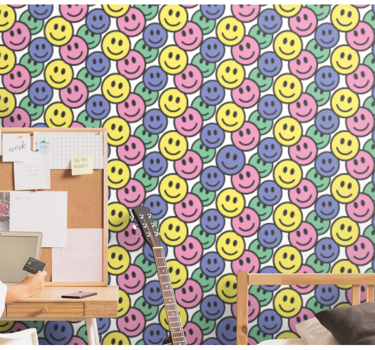 Smiley mønster tapet kunst - TenStickers