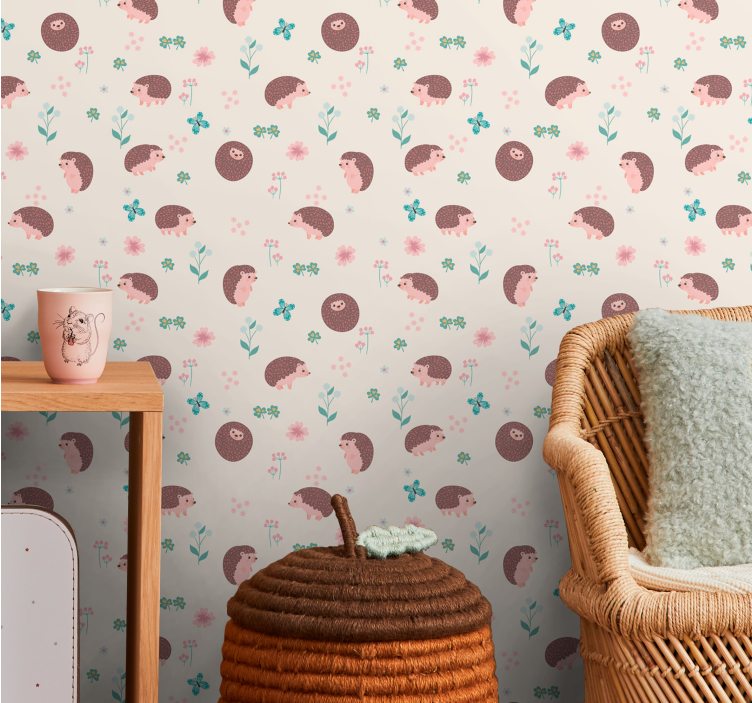 Søde pindsvin mønstre tapet med dyr - TenStickers