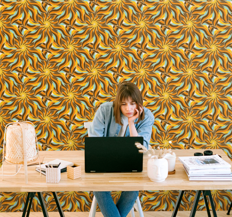 Sol og skyer 70'er vintage tapet - TenStickers