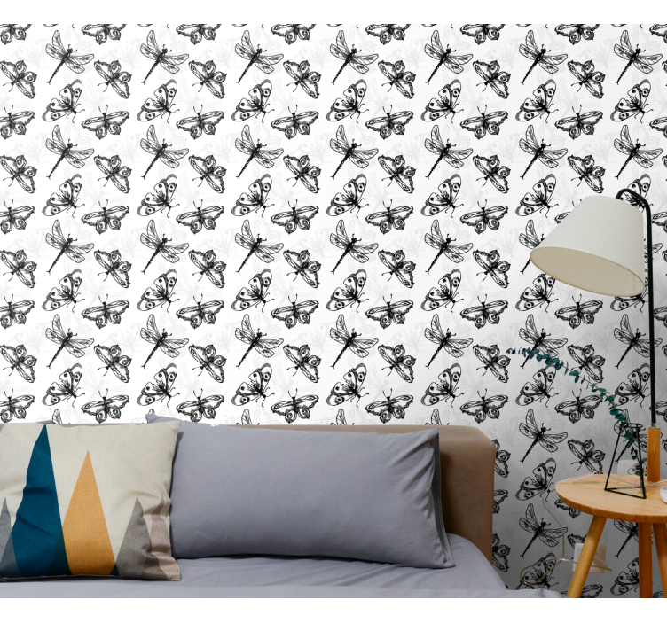 Sorte guldsmede tapet sommerfugl - TenStickers