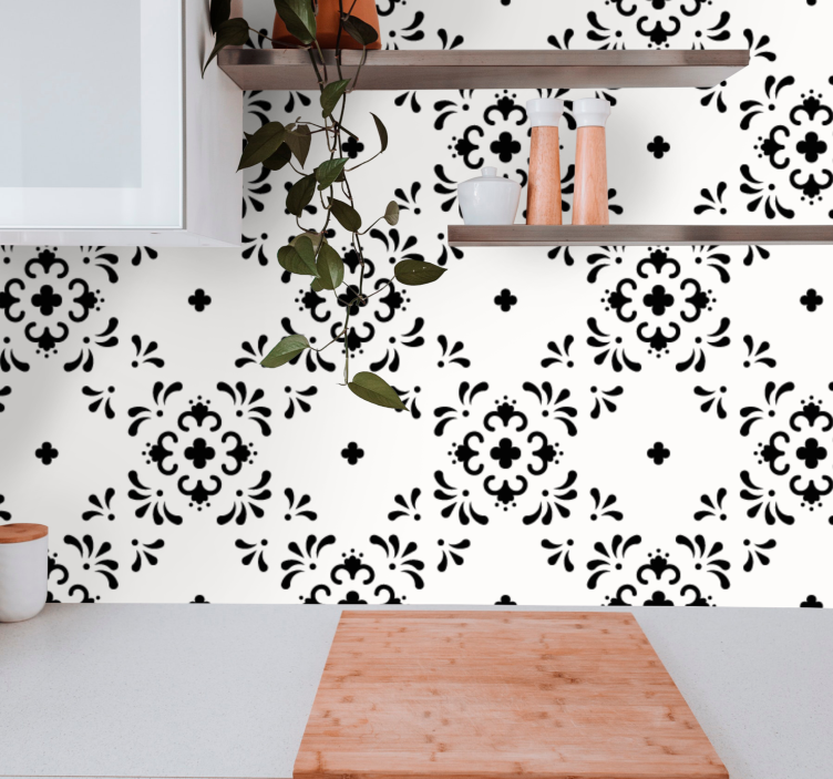 Sorte polske blomsterfirkanter blomstertapet - TenStickers