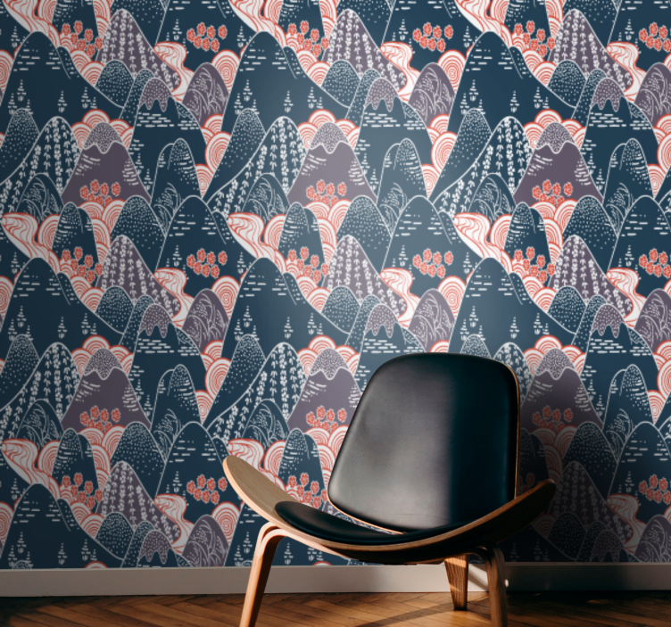 Stiliseret bjergkæde natur tapet - TenStickers