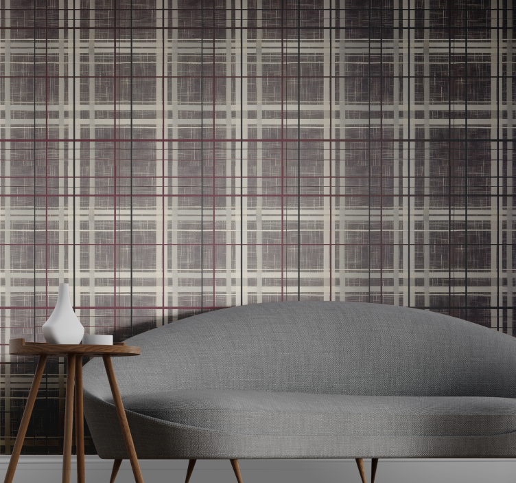 Stone effekt skotsk mønster tapet med firkanter - TenStickers