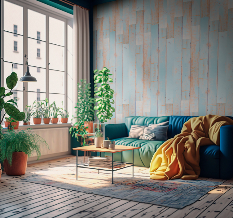 Træ tekstur tapet klar himmel - TenStickers