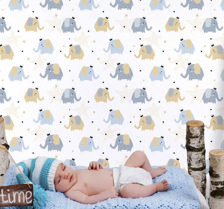 Tegneserie elefanter baby tapet - TenStickers