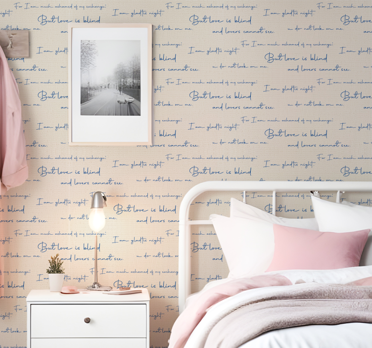 Tekstil diagram tapet med tekst - TenStickers