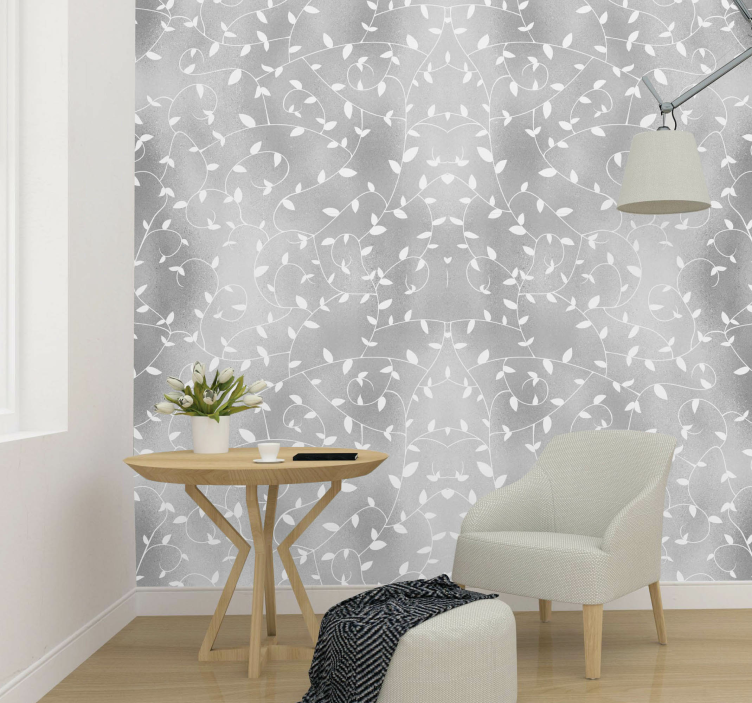 Trægrene hvid og sølv tapet - TenStickers