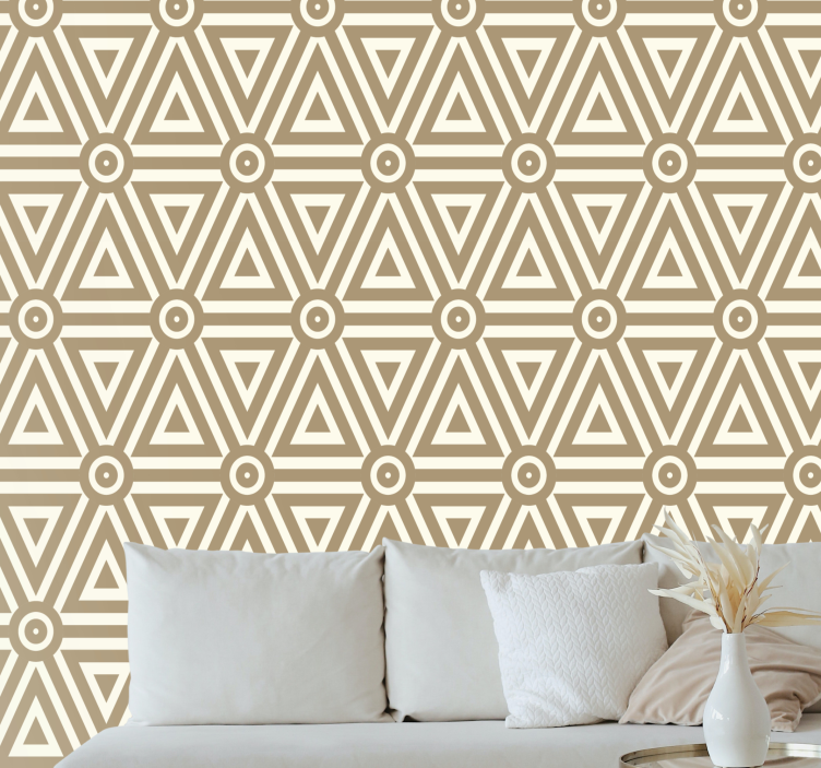Trekantet beige arrangement geometrisk tapet - TenStickers