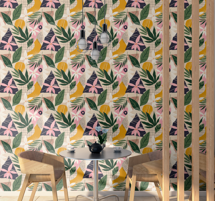 Tropisk flora mønster natur tapet - TenStickers