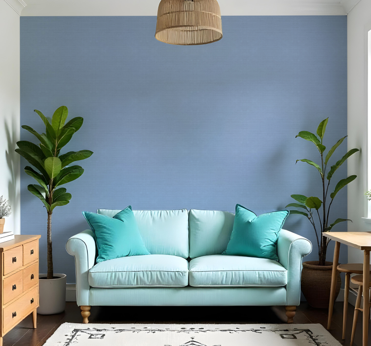 Tyndt blåt jute motiv tekstur tapet - TenStickers