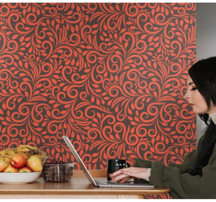 Udsmykkede hvirvler blomstret tapet - TenStickers