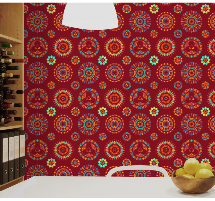 Udsmykket mandala mønster blomstret tapet - TenStickers